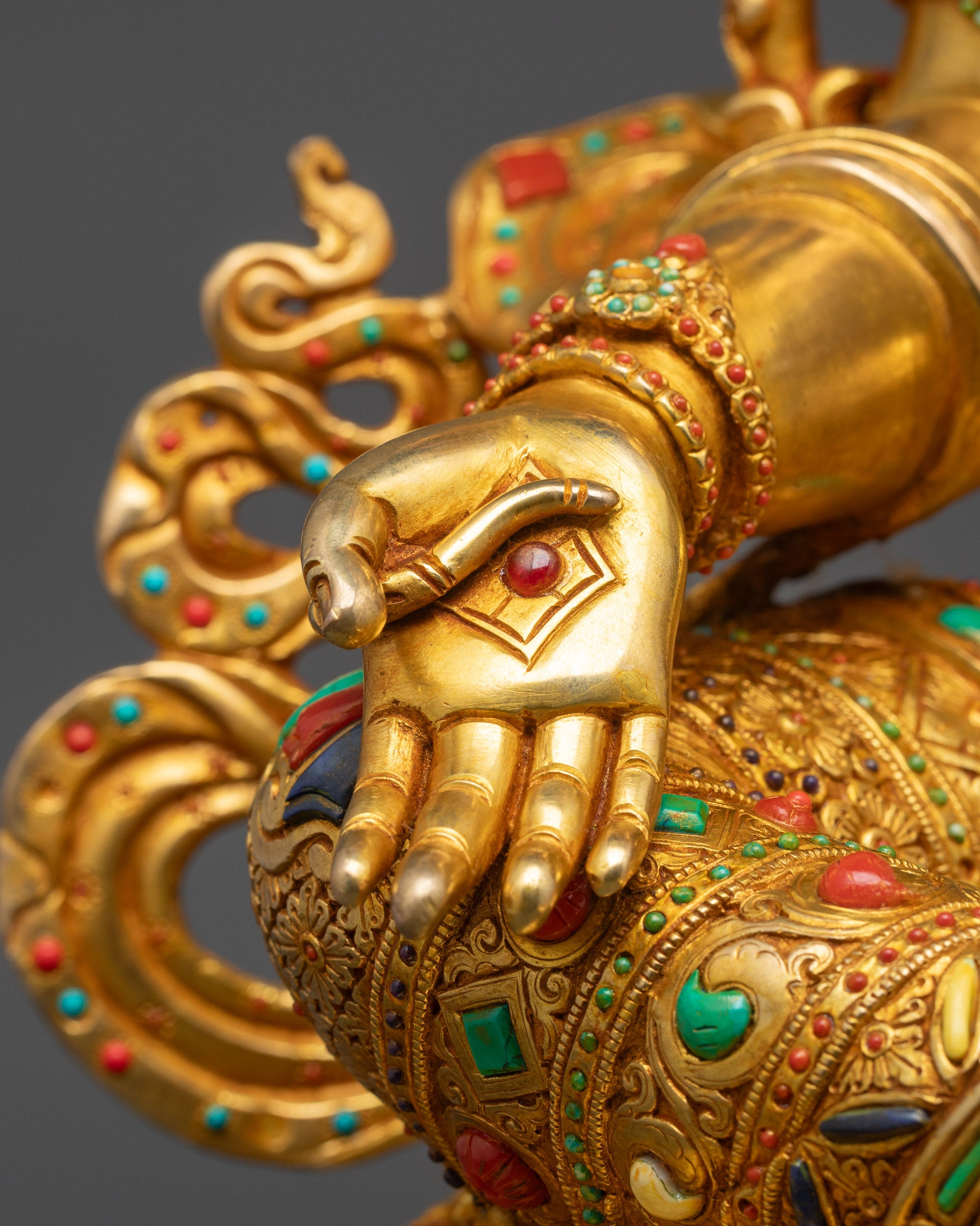 Premium Green Tara Statue | 24K Fire Gold Gilded Goddess of Compassion