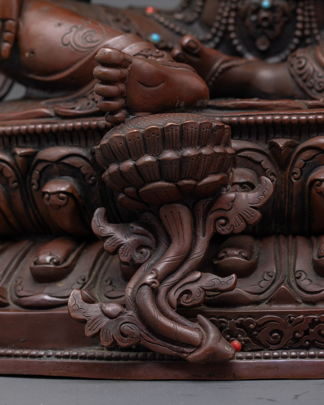 Handcrafted Oxidized Green Tara Statue | Traditional Himalayan Craft