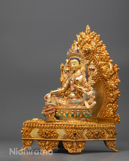 Handmade Premium Green Tara Sculpture | Buddhist Goddess of Compassion