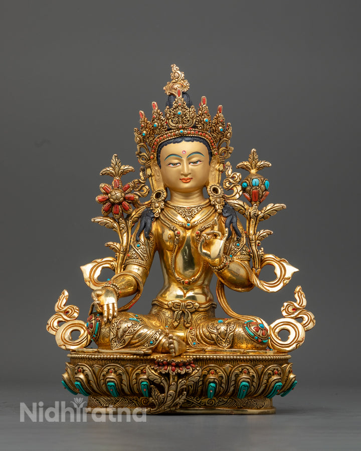 Green Tara Statue | Handmade Tibetan Art for Spiritual Practice