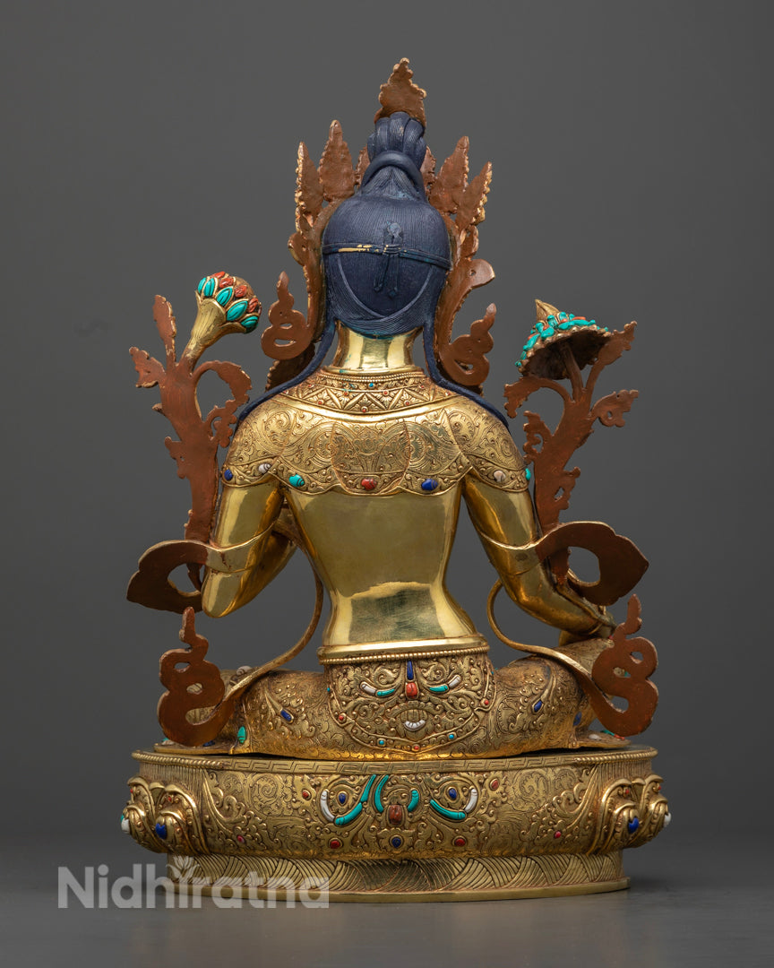Green Tara Bodhisattva Statue | Sacred Tibetan Sculpture
