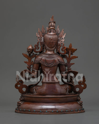 Hand-Painted Oxidized Green Tara Statue