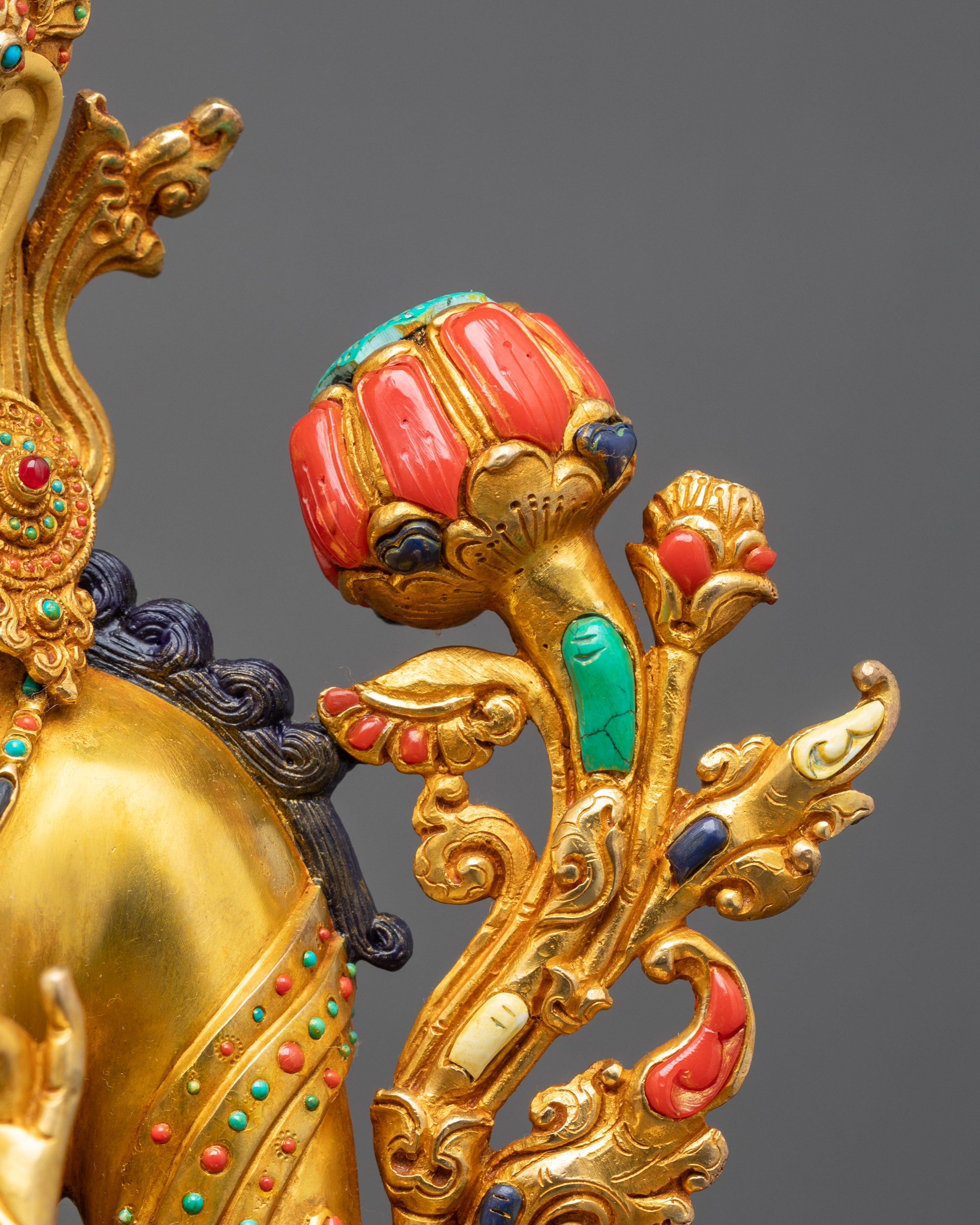 Premium Green Tara Statue | 24K Fire Gold Gilded Goddess of Compassion
