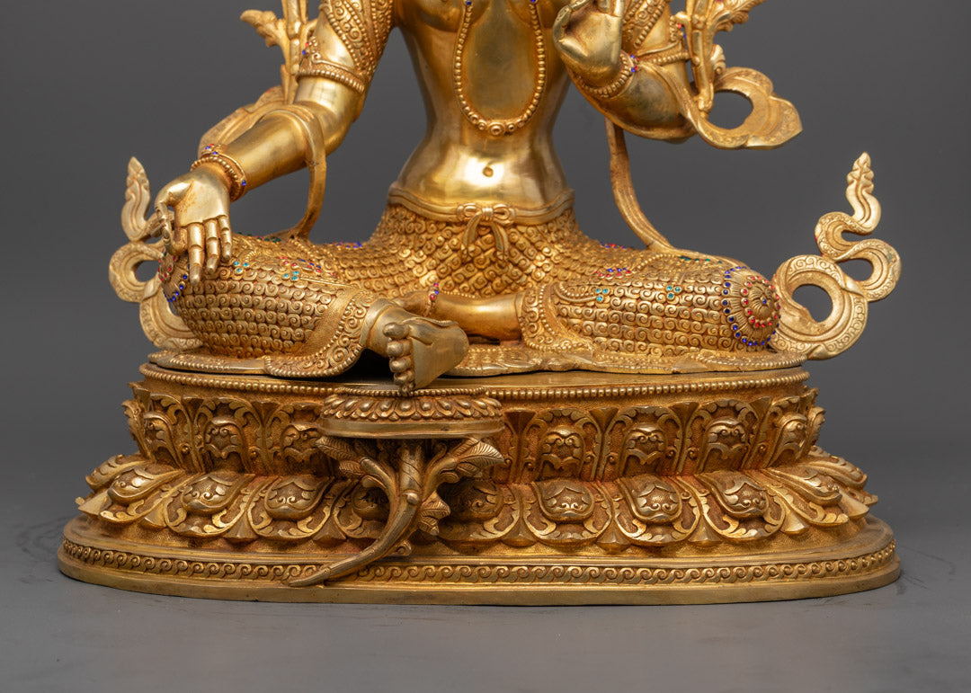 Nepal-Made Green Tara Statue | Traditional Lost Wax Buddhist Art