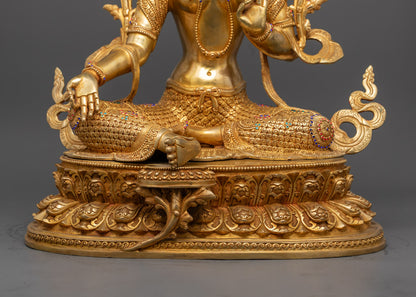 Nepal-Made Green Tara Statue | Traditional Lost Wax Buddhist Art