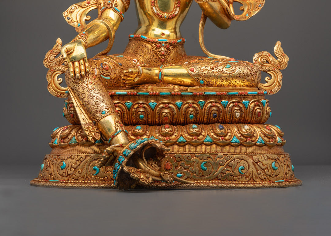 Hand-Carved Green Tara Statue | Nepalese Buddhist Art