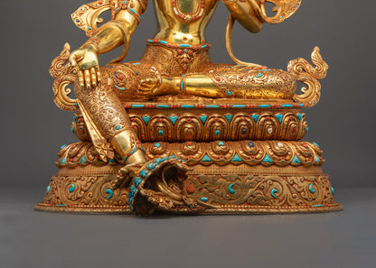 Hand-Carved Green Tara Statue | Nepalese Buddhist Art