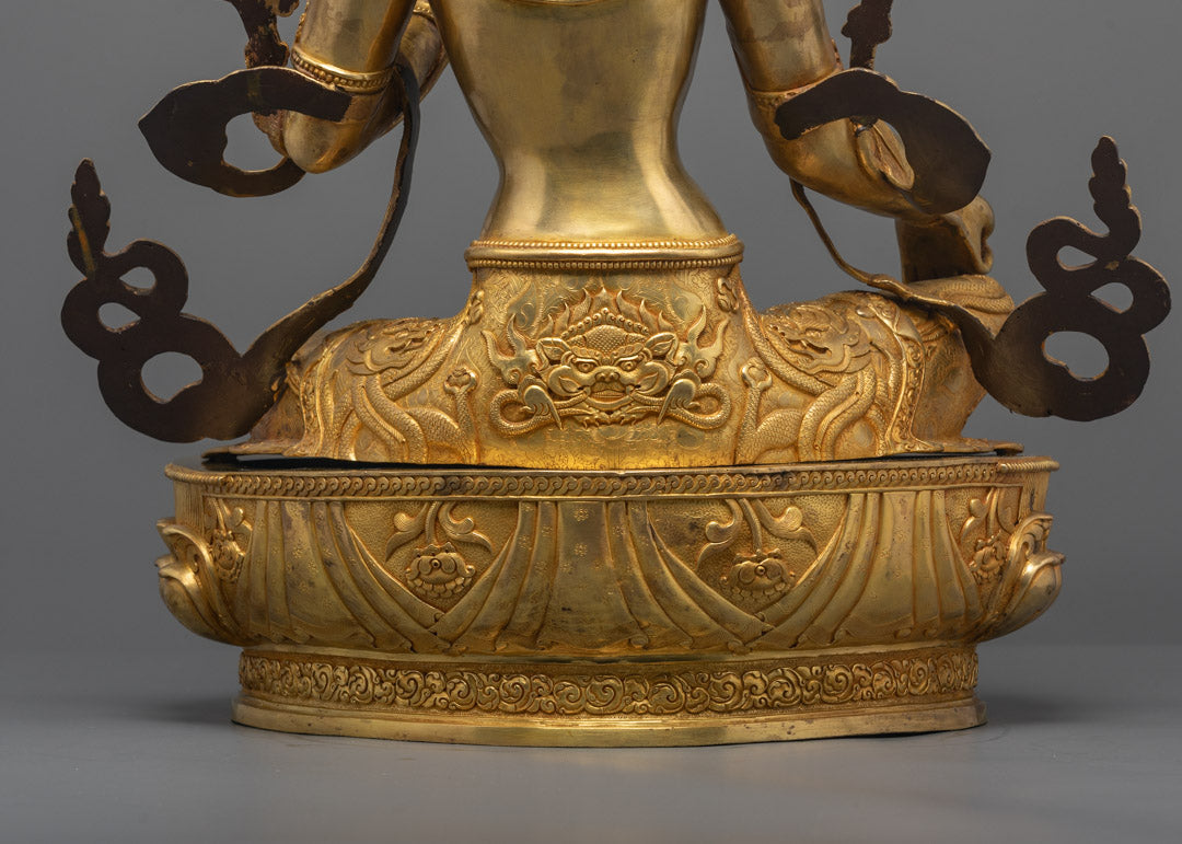 Nepalese Green Tara Statue in Traditional Lost Wax Copper