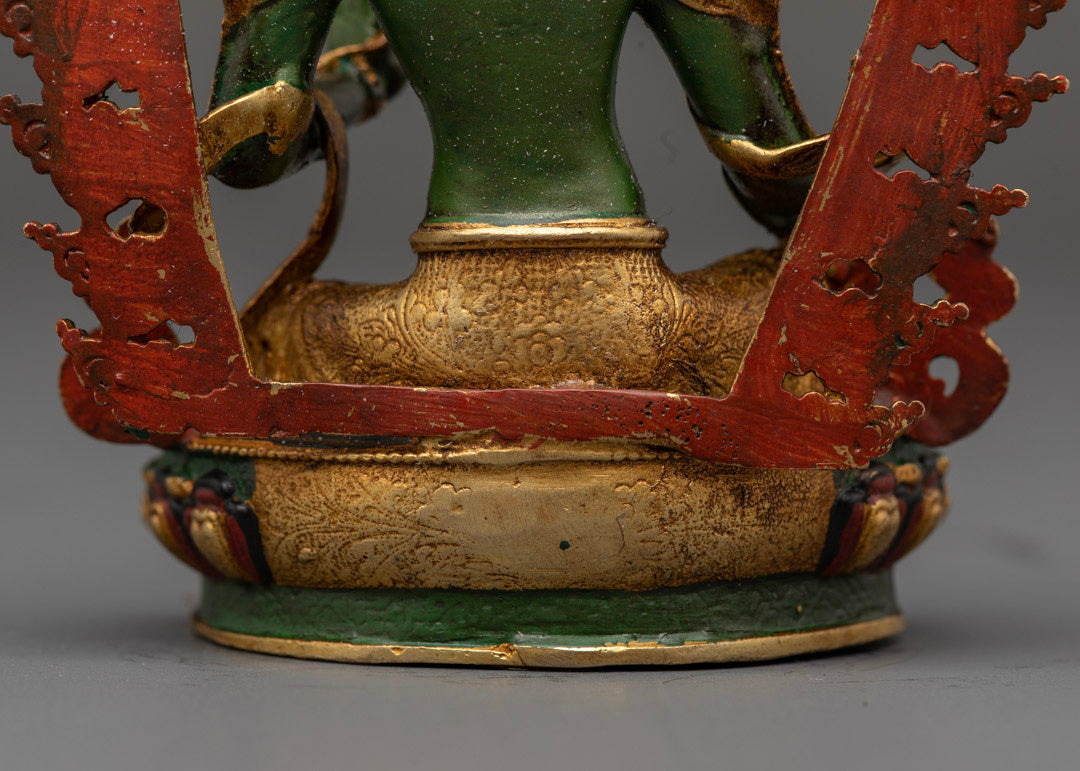 Green-Colored Green Tara Statue | Buddhist Deity from Nepal