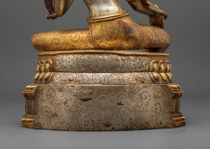 Silver-Plated Tibetan Green Tara Statue