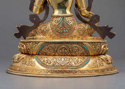 Beautiful Green Tara Statue | Traditional Himalayan Buddhist Art