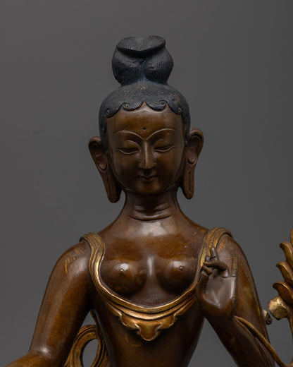 Nepalese Green Tara Statue | Lost Wax Handmade Art
