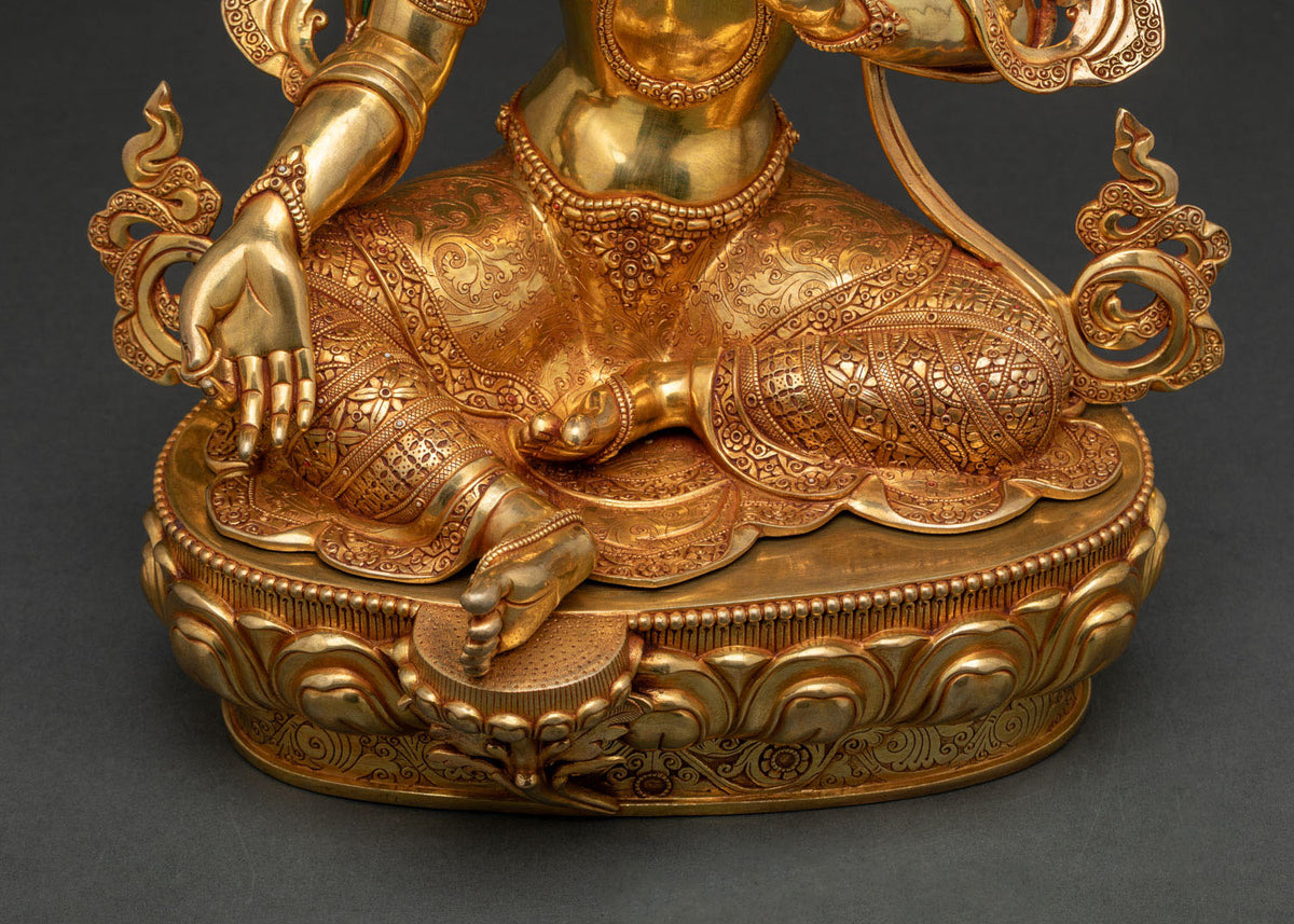 Hand-Carved Green Tara Figurine | Embodiment of Swift Protection