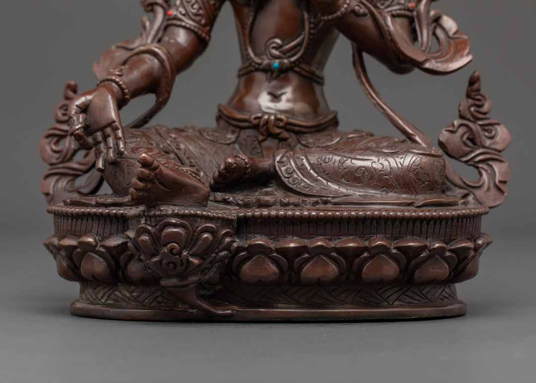 Oxidized Copper Green Tara Statue | Tibetan Buddhist Art
