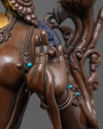Goddess Oxidized Green Tara Statue | Handmade Syamatara Figurine