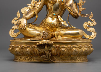 Buy Green Tara Statue with Lotus Base