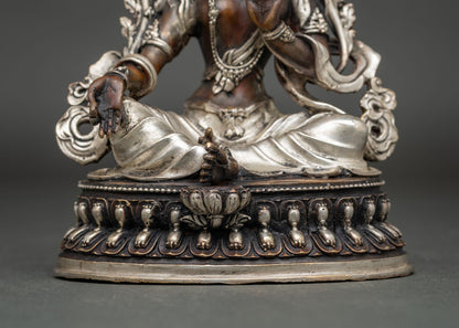 Green Tara Copper Statue In Oxidized Finish | Tibetan Buddhist Figurine