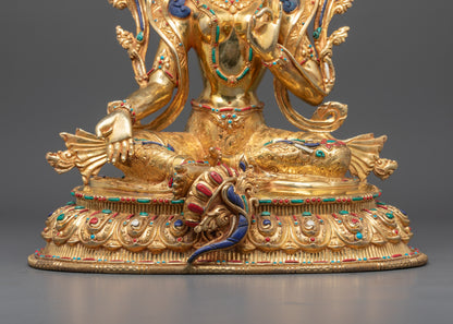 Traditional Green Tara Statue for Altar and Meditation