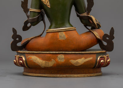 Colored Green Tara Sculpture | Tibetan Sacred Art