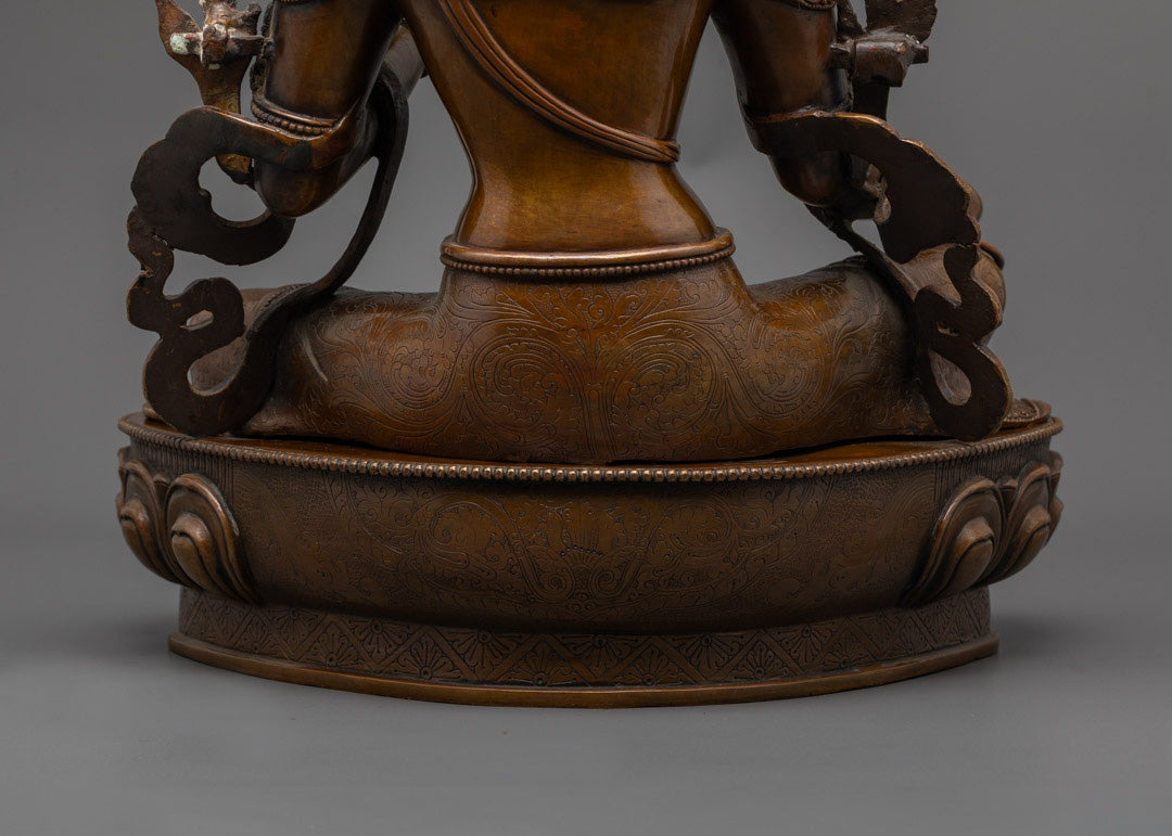 Oxidized Copper Green Tara Statue | Tibetan Buddhist Goddess
