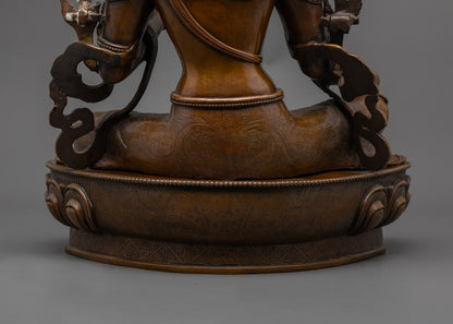 Oxidized Copper Green Tara Statue | Tibetan Buddhist Goddess