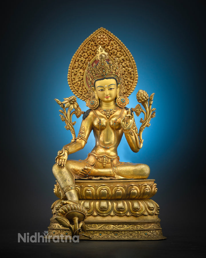 24" Buddhist Green Tara Statue | Himalayan Sacred Art