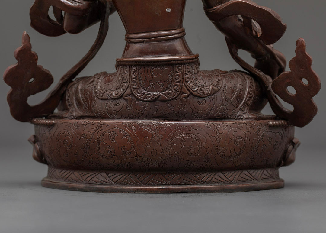 Oxidized Copper Green Tara Statue | Tibetan Buddhist Art