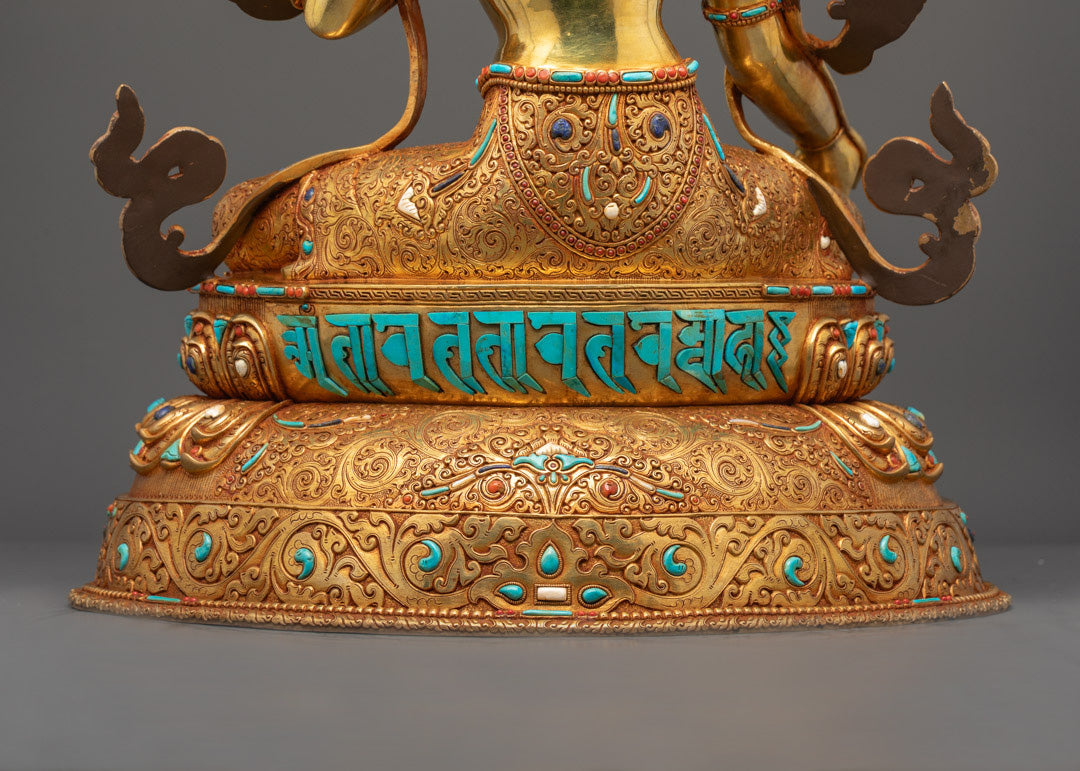 Hand-Carved Green Tara Statue | Nepalese Buddhist Art
