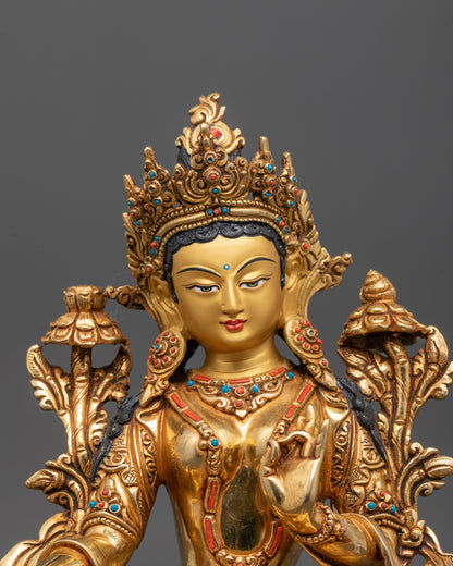 Nepalese Green Tara Statue | Handmade Buddhist Meditation Decor