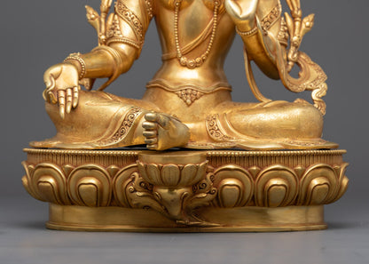 Beautifully Hand-Carved Green Tara Statue
