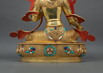 Buddhist Green Tara – Gold Gilded Copper Statue from Nepal