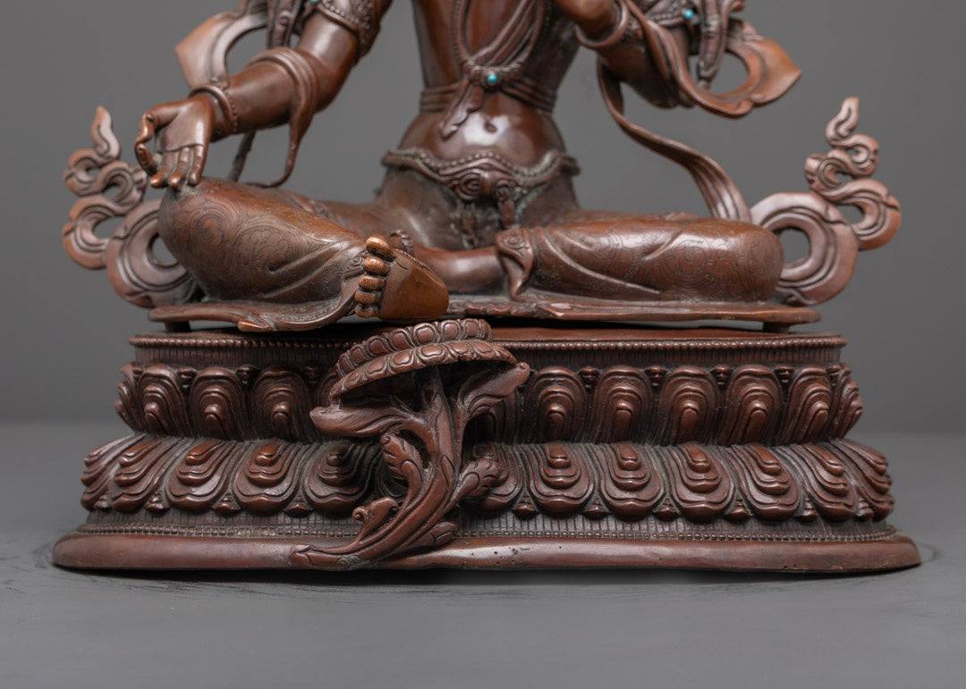 Green Tara Statue | Oxidized-Copper Buddhist Art