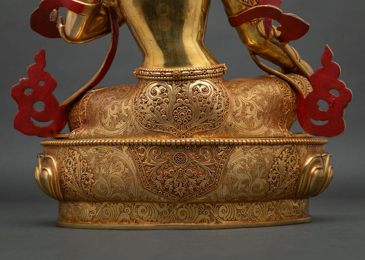 Hand-Carved Green Tara Figurine | Embodiment of Swift Protection