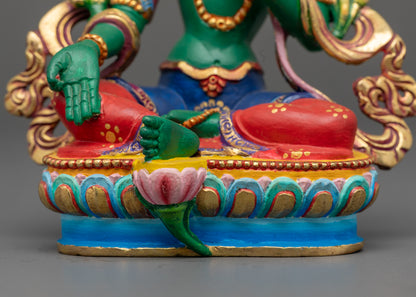 Green-Shade Mother Tara Statue | Traditional Tibetan Art