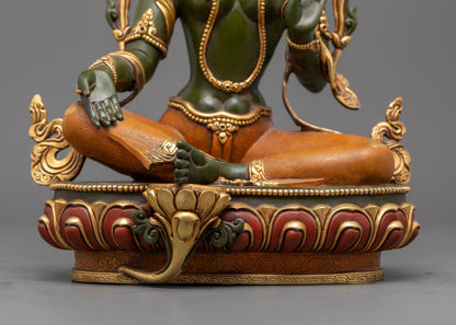 Colored Green Tara Sculpture | Tibetan Sacred Art