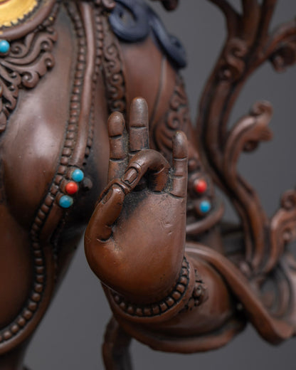 Handcrafted Oxidized Green Tara Statue | Traditional Himalayan Craft