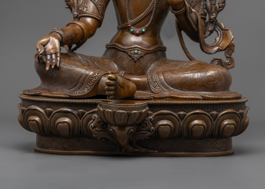 Oxidized Copper Green Tara Statue | Tibetan Buddhist Goddess