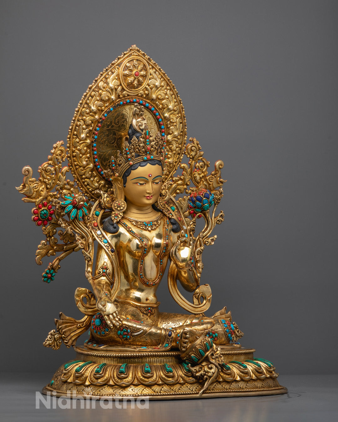 Beautifully Hand-carved Green Tara Sculpture