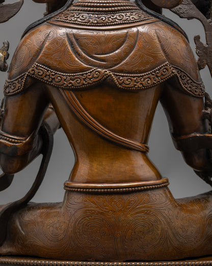 Oxidized Copper Green Tara Statue | Tibetan Buddhist Goddess