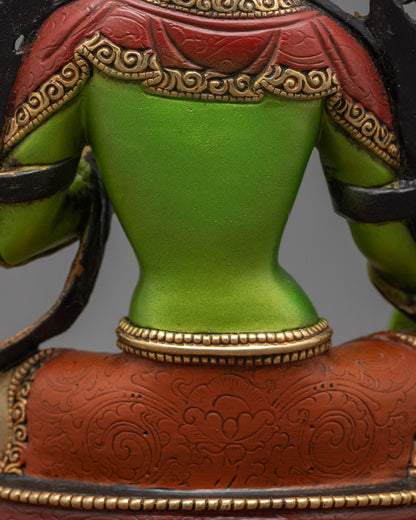 Nepalese Hand-carved Colored Green Tara Statue