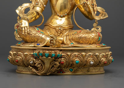 Green Tara Bodhisattva Statue | Sacred Tibetan Sculpture