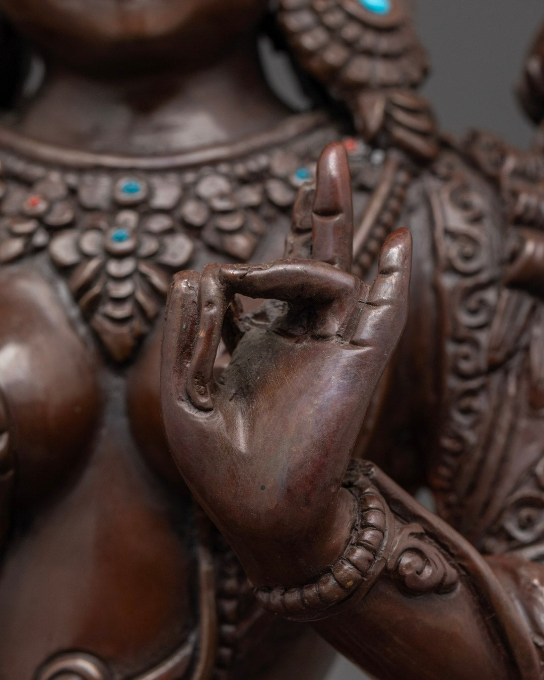 Oxidized Copper Green Tara Statue | Tibetan Buddhist Art