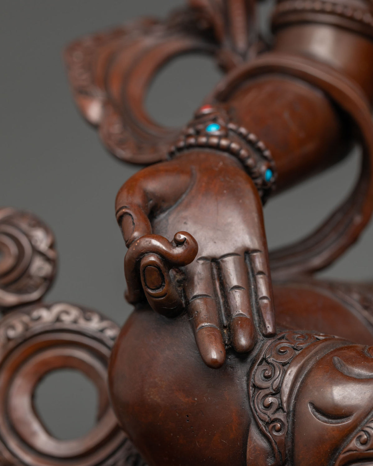Hand-Painted Oxidized Green Tara Statue