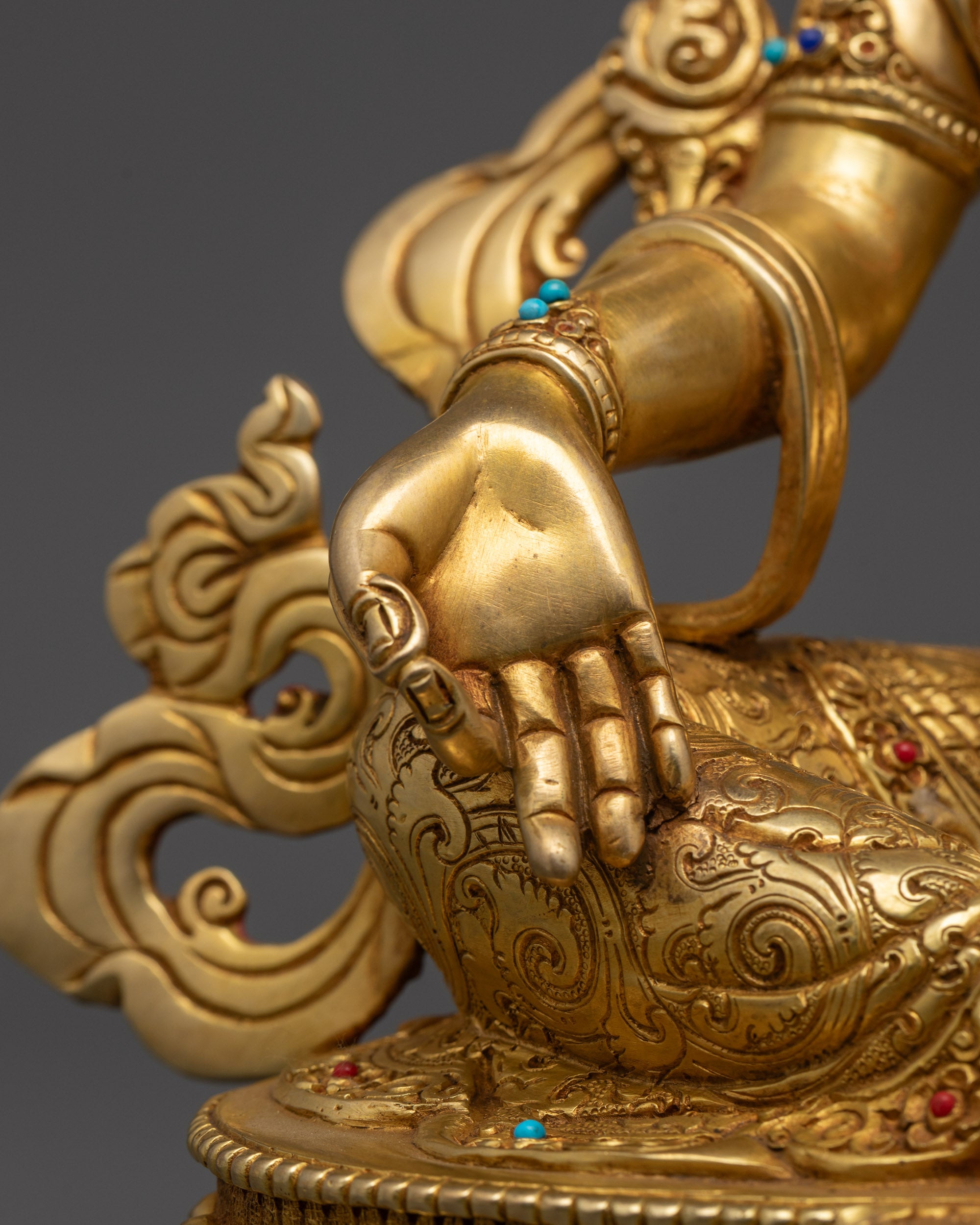 Handmade Green Tara Statue | Fire-Gilded Himalayan Goddess