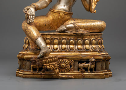 Silver-Plated Tibetan Green Tara Statue