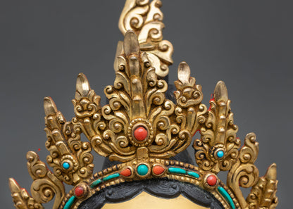 Buddhist Green Tara – Gold Gilded Copper Statue from Nepal