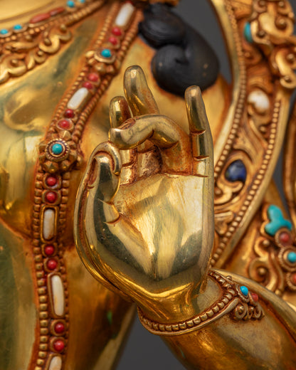 Hand-Carved Green Tara Statue | Nepalese Buddhist Art
