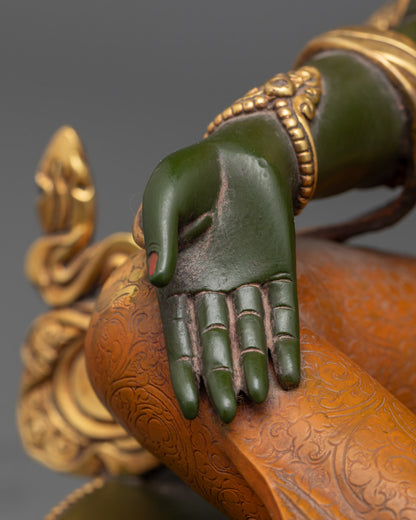 Colored Green Tara Sculpture | Tibetan Sacred Art