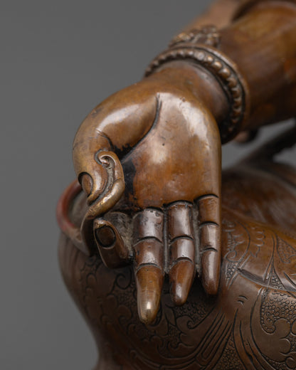 Oxidized Copper Green Tara Statue | Tibetan Buddhist Goddess