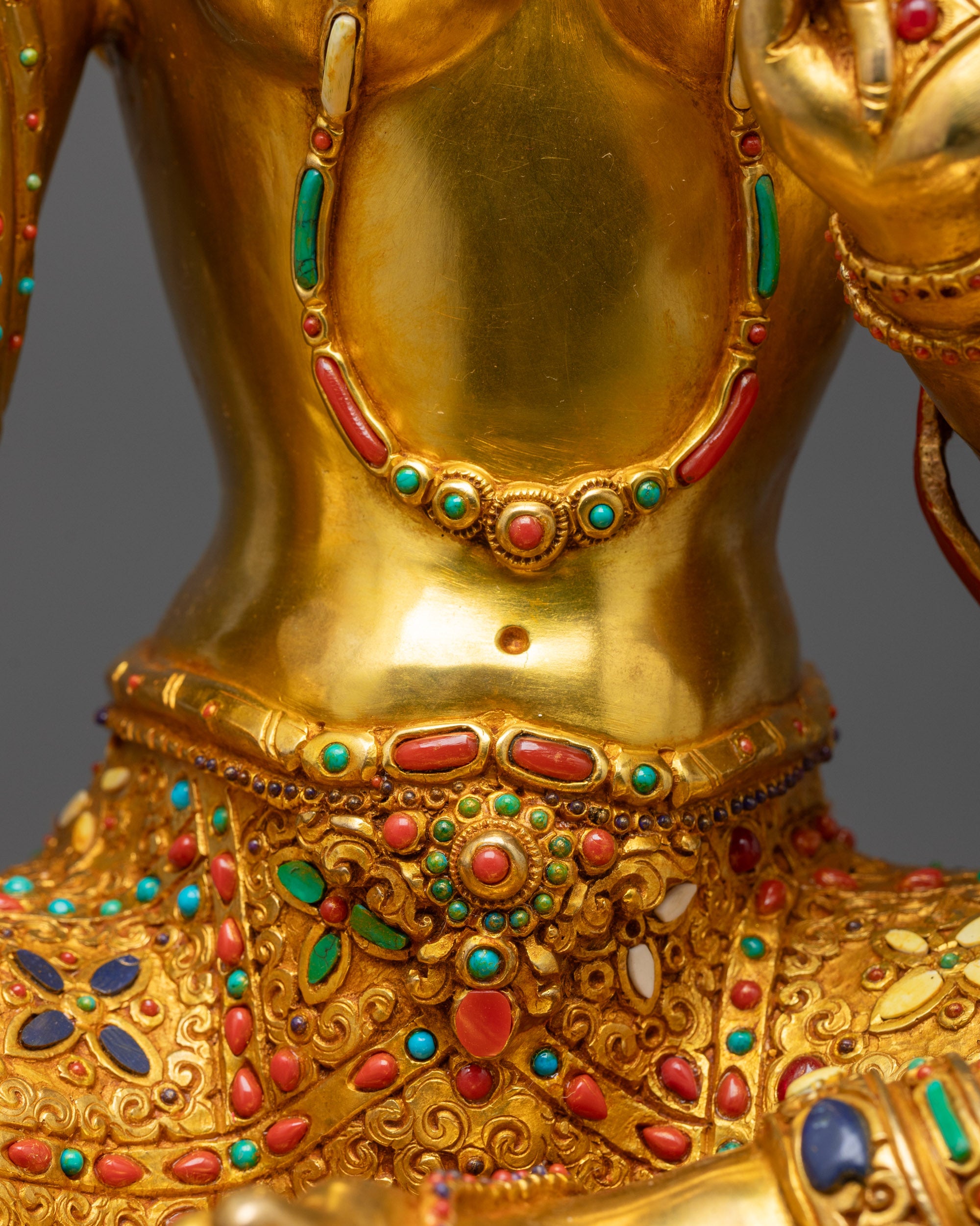 Premium Green Tara Statue | 24K Fire Gold Gilded Goddess of Compassion